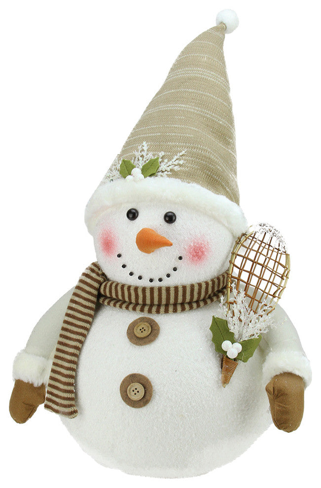 20" Alpine Chic Snowman with Snow Shoes and Mistletoe Christmas Decoration