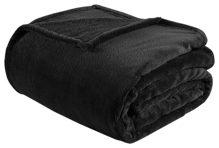 Intelligent Design Microlight Plush Oversized Blanket, Black