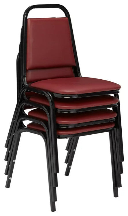 4 Pack Multifunctional Chair, Cushioned Vinyl Seat With Dome Backrest, Burgundy