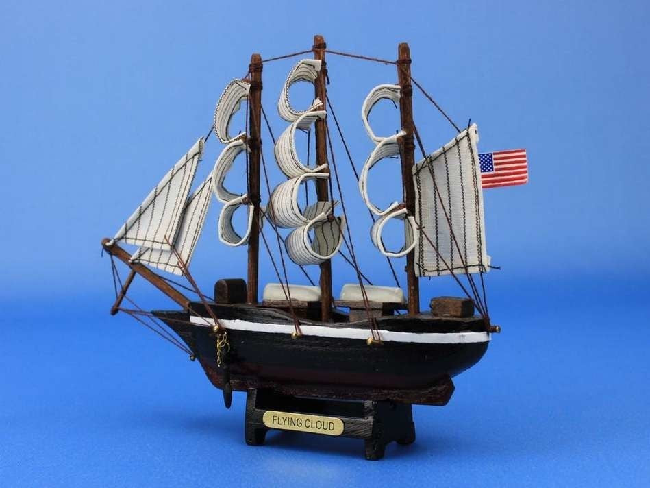 Wooden Flying Cloud Tall Model Clipper Ship, 7"