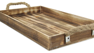 Rope Handle Wooden Tray