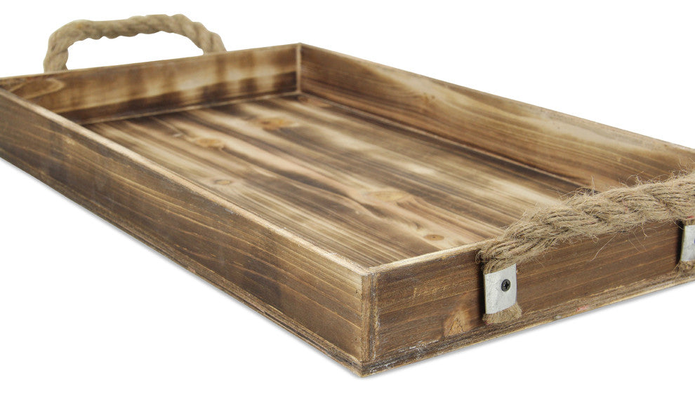 Rope Handle Wooden Tray