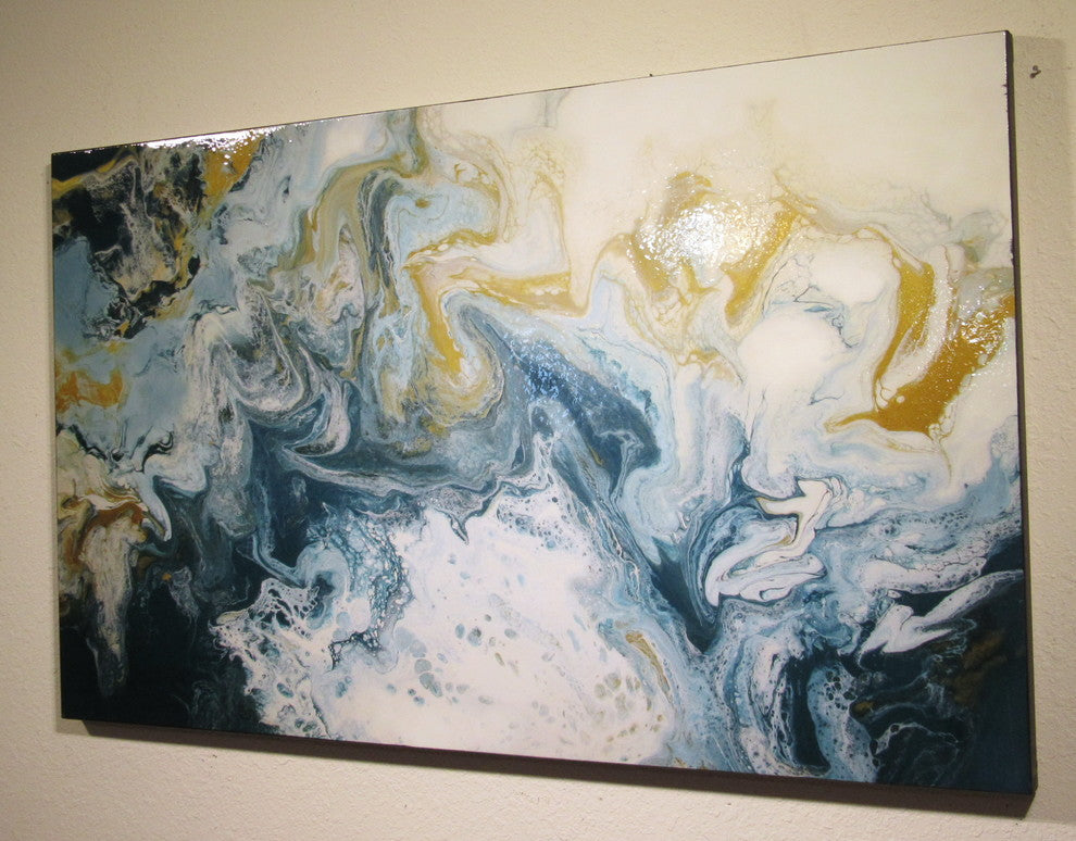 Large Abstract Painting - High Gloss Resin Coated Modern Canvas Wall Art