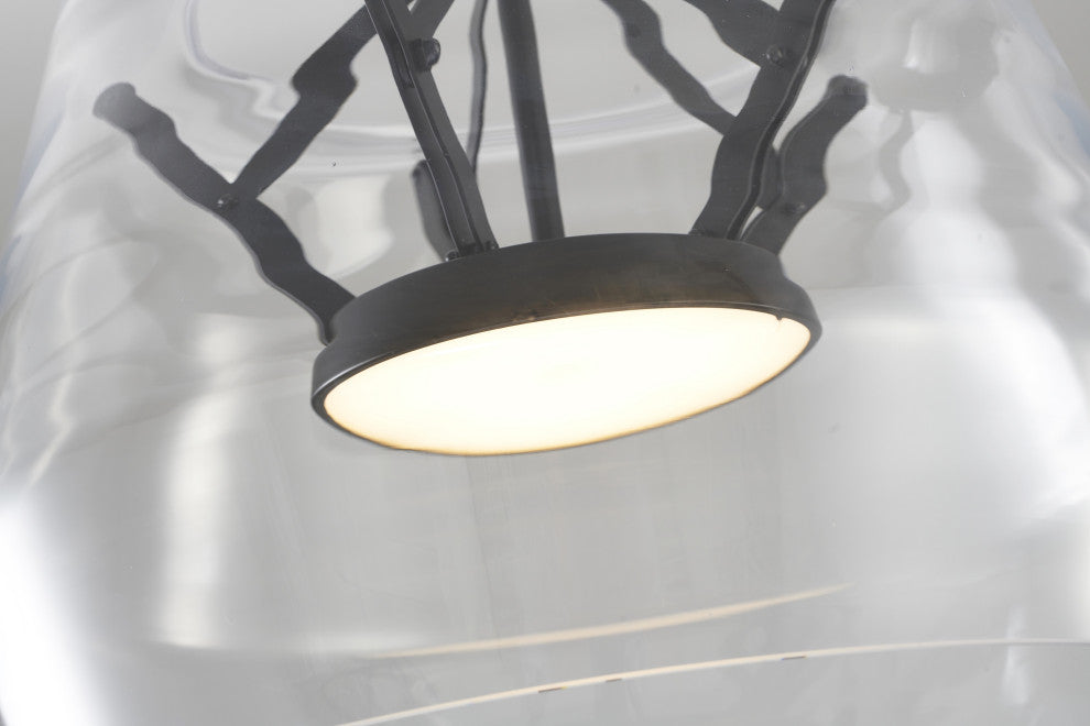 1-Light Black LED Pendant With A Clear Glass Shade