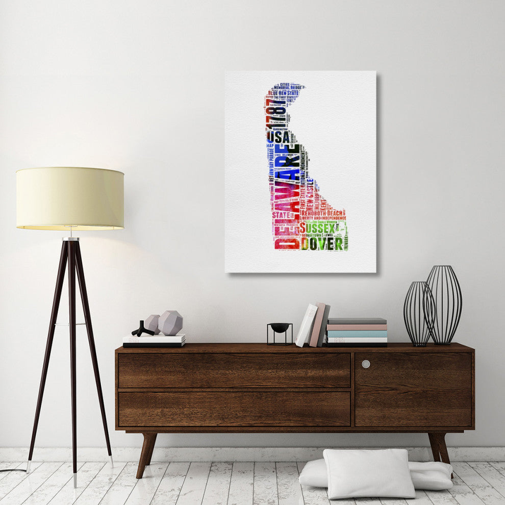 "Delaware Watercolor Word Cloud" Fine Art Print