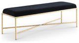 Valley Upholstered Bench, Black, 54" W x 18" D, Gold, Chenille Fabric