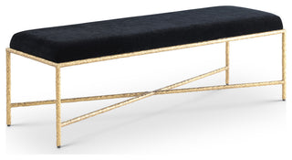 Valley Upholstered Bench, Black, 54" W x 18" D, Gold, Chenille Fabric