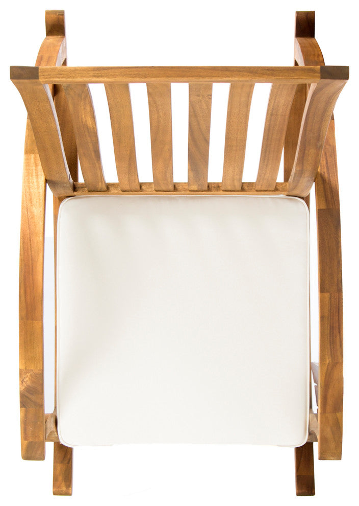 GDF Studio 3-Piece Cattan Outdoor Acacia Wood Rocking Chair Chat Set