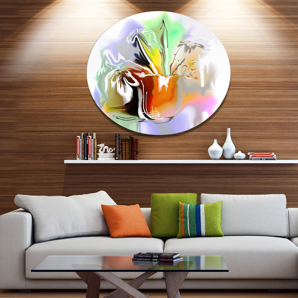 Bouquet Of Abstract Flowers, Floral Round Wall Art, 38"