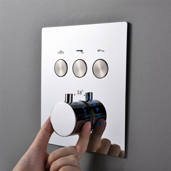 Chrome 20*40in Rainfall Shower System, Handheld Shower & 3 Body Jets, Non LED