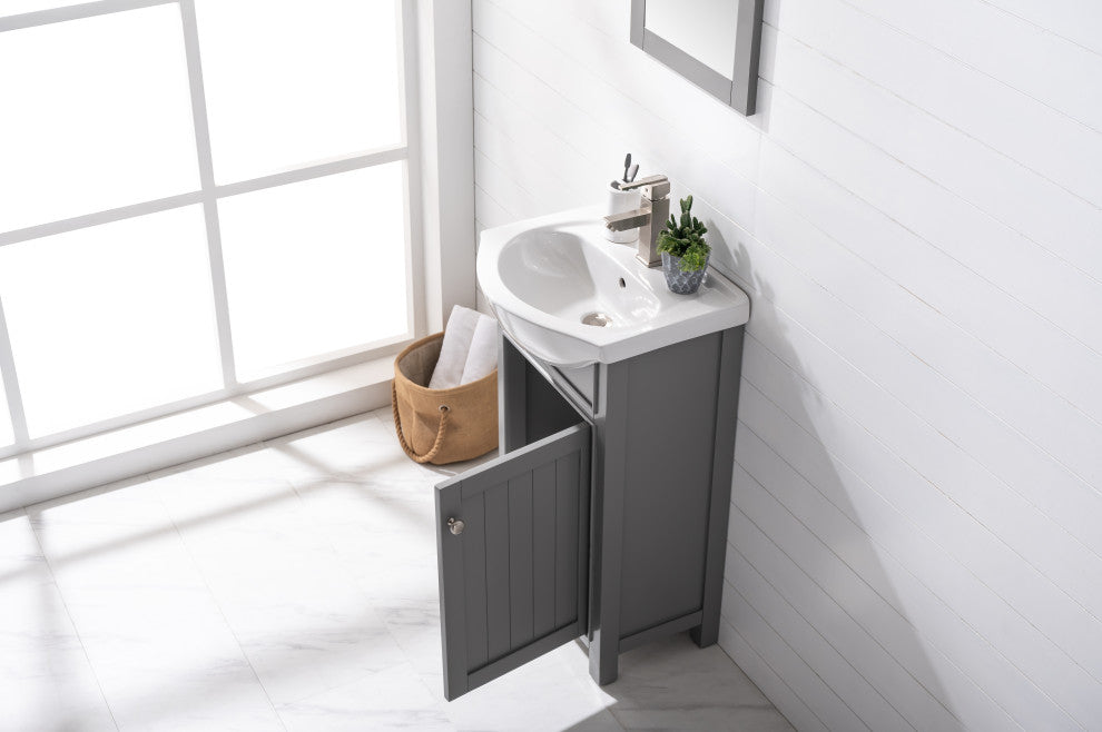 Design Element Marian 24" Transitional Single Sink Vanity, Gray