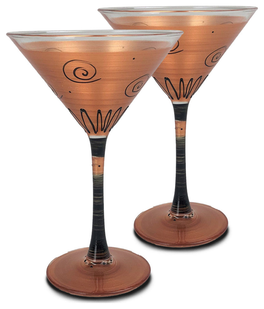 Gold Curl Martini Glasses, Set of 2