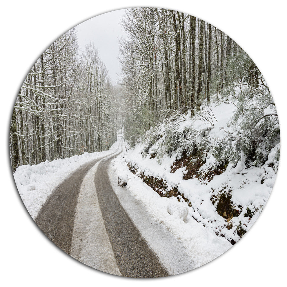 Snow Storm At Piornedo Spain, Landscape Wall Round Wall Art, 11"