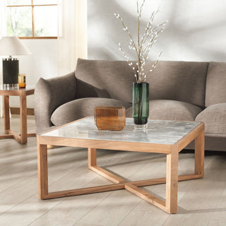 Safavieh Couture Bernardi Marble Top Coffee Table, Natural/White