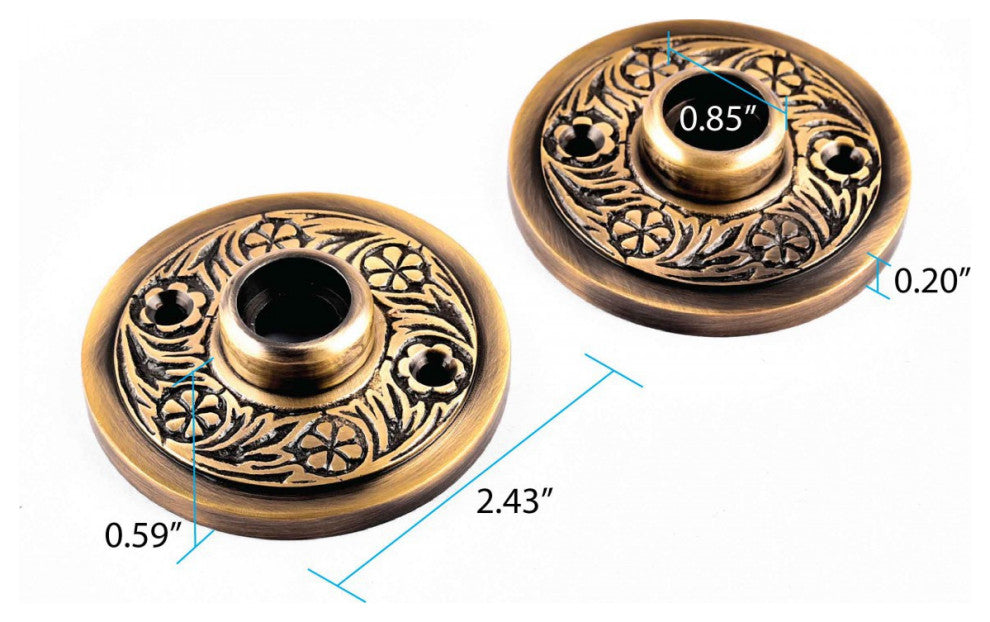 2 Pair Victorian Rosette Cast Antique Brass Door Hardware Renovators Supply