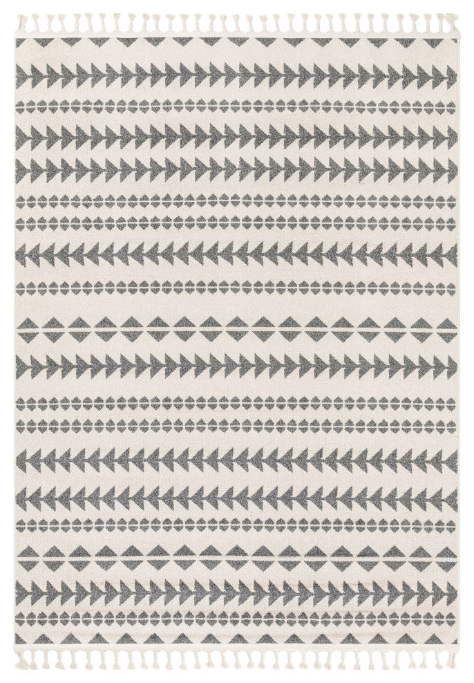 Cueva Tribal Geometric Area Rug, Gray, 5''3"x7''3"
