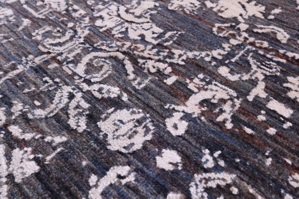 2' 5" X 14' 0" Runner Handmade Modern Wool and Silk Rug Q11829