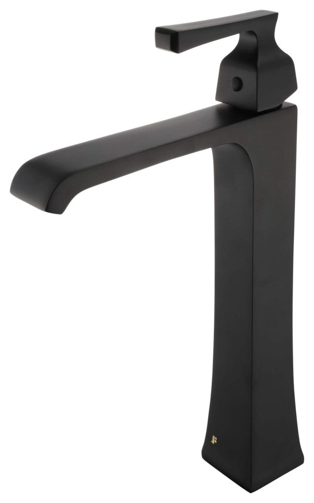 Fine Fixtures Arched Square Single Hole Vessel Sink Bathroom Faucet, Black