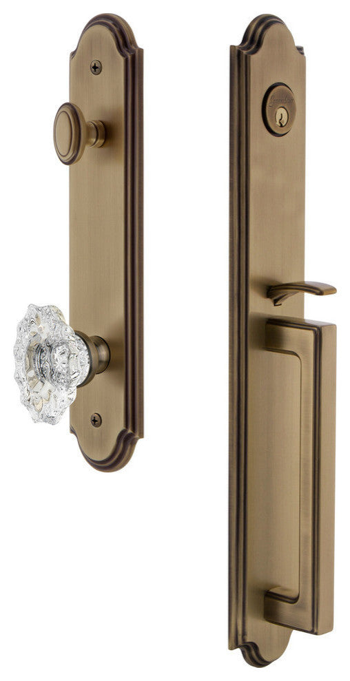 Arc 1-Piece Dummy Handleset, D Grip and Biarritz Knob, Vintage Brass, 848417