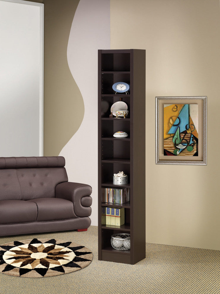 Rectangular Bookcase With 2 Fixed Shelves, Cappuccino