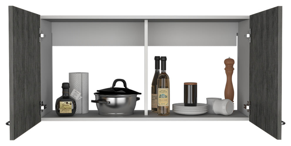 DEPOT E-SHOP Salento Double Door Wall Cabinet, White/Smokey Oak