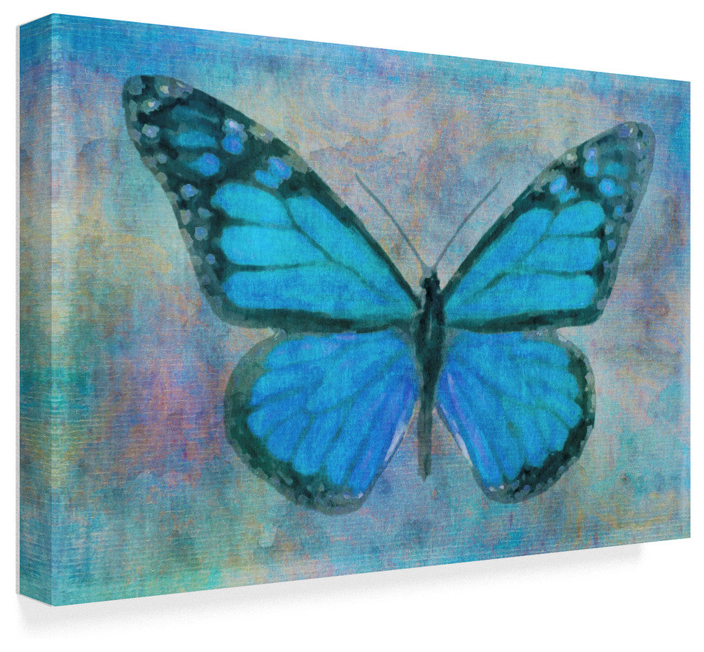 "Blue Butterfly Watercolor" by Cora Niele, Canvas Art, 22"x32"