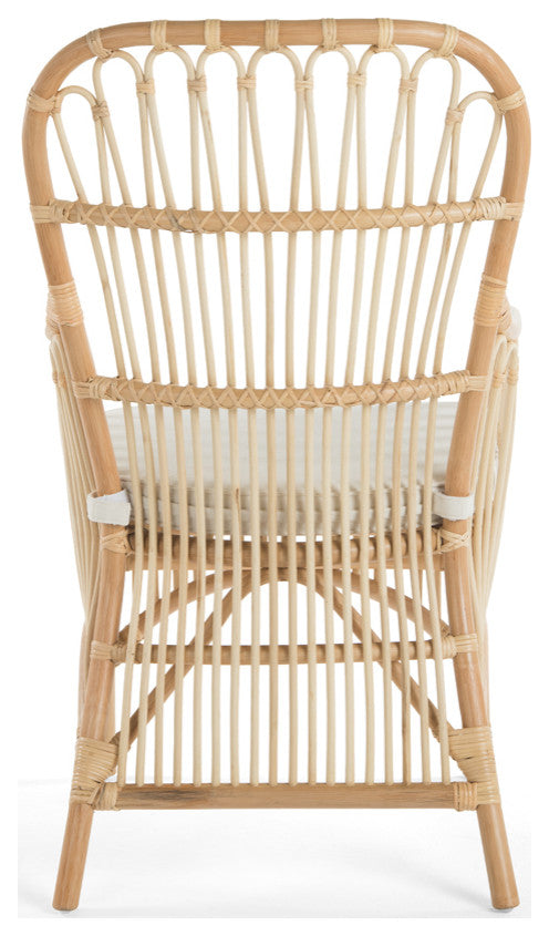 Rattan Loop Armchair With Seat Cushion, Set of 2, Natural-Brown