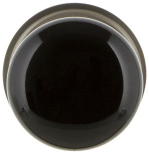 Single Classic Rosette With Black Porcelain Knob, Satin Nickel