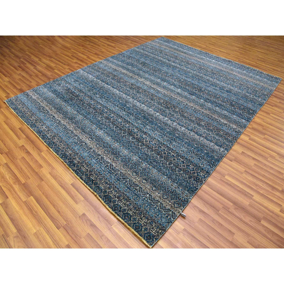 Yale Blue, Kohinoor Herat Design, 100% Wool Hand Knotted Rug, 7'8"x10'