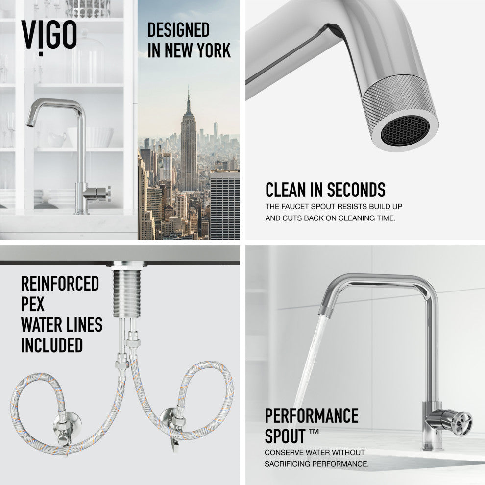 VIGO Cass Industrial 14" H Single Handle Kitchen Bar Faucet, Chrome