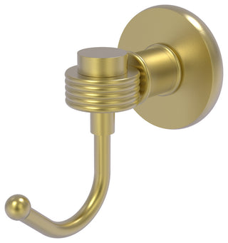 Continental Robe Hook With Groovy Accents, Satin Brass