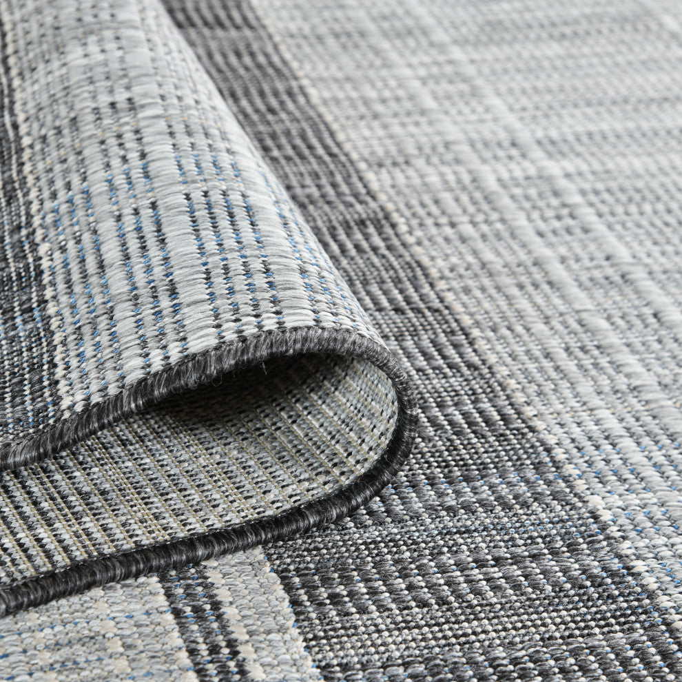 Maryland Blessy Indoor/Outdoor Area Rug, Gray, 6'6" x 9'10", Striped