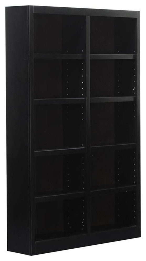 Bowery Hill Traditional 72" Tall 10-Shelf Double Wide Wood Bookcase in Espresso