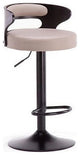 Minimalistic Black Leg Leather Bar Chair, Khaki, Black Backrest