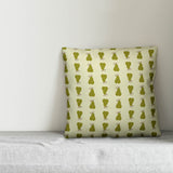 Pear Pattern, Green Throw Pillow Cover, 16"x16"