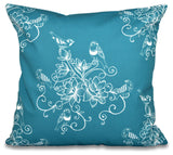 Morning Birds, Floral Print Pillow, Teal, 26"x26"
