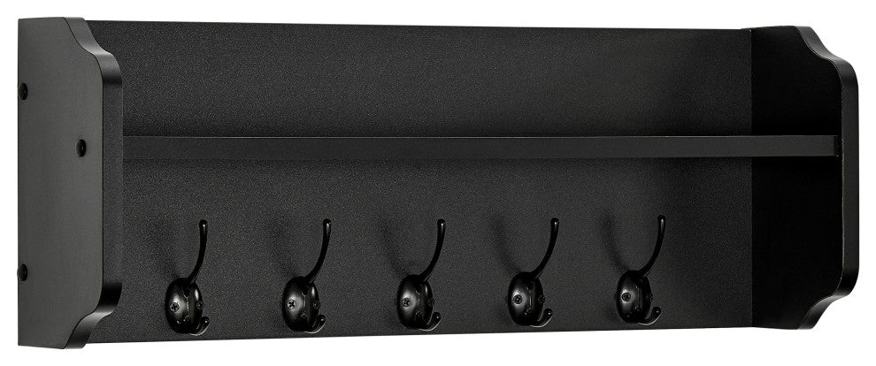 Danya B. Entryway Floating Utility Wall Shelf with Hooks "“ Wall Mounted, Black