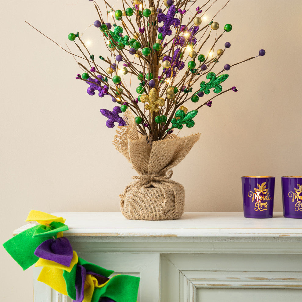 21"H Lighted Mardi Gras Table Tree