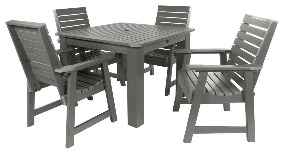 Glennville 5-Piece Square Dining Set, Weathered Acorn, Coastal Teak