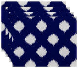 Ikat Dot Geometric Print Placement, Blue Suede, Set of 4