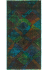 Vintage Rainbow-Dye Martyn Orange/Purple Runner, 3'3 x 6'8
