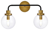 Elegant Lighting LD7033W19 Hanson 2 Light 19"W Vanity Light - Black / Brass /