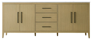 Home Living 84" Double Bathroom Vanity, Honey Brown