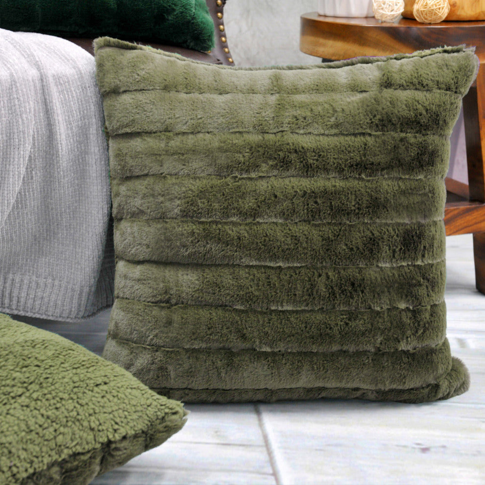 Super Mink Throw Pillow Covers, Set of 4, Olive