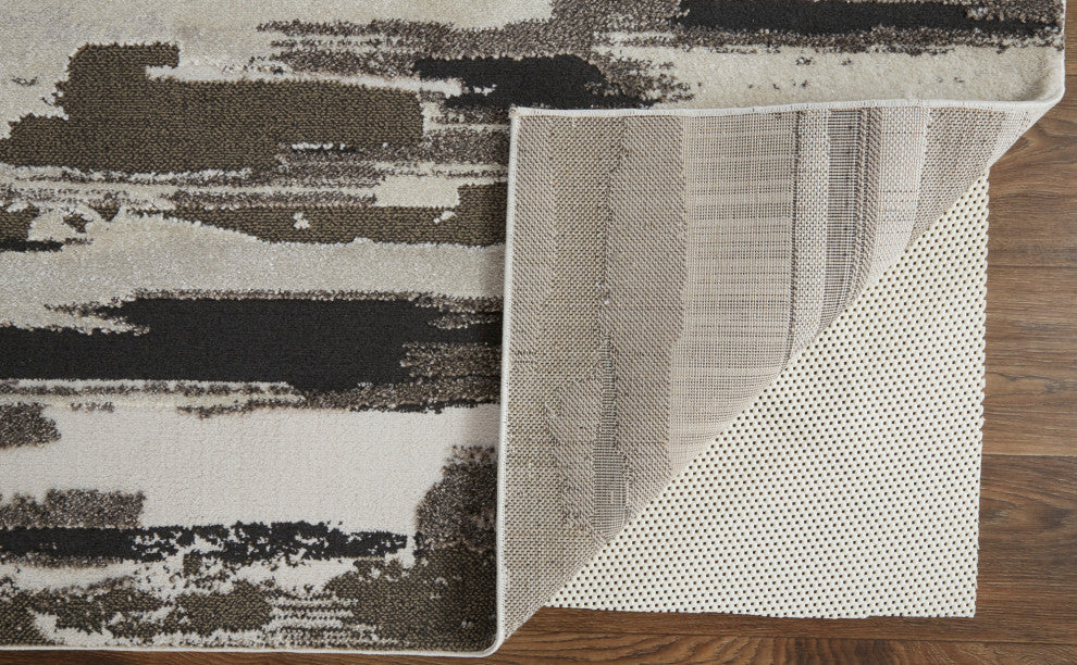 Weave & Wander Kayden Streak/Painterly Rug, Brown/Ivory, Rug, Brown, 6'-7" X 9'-