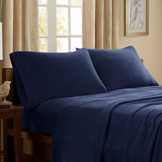 Peak Performance Knitted Micro Fleece Solid Sheet Set, Navy, King