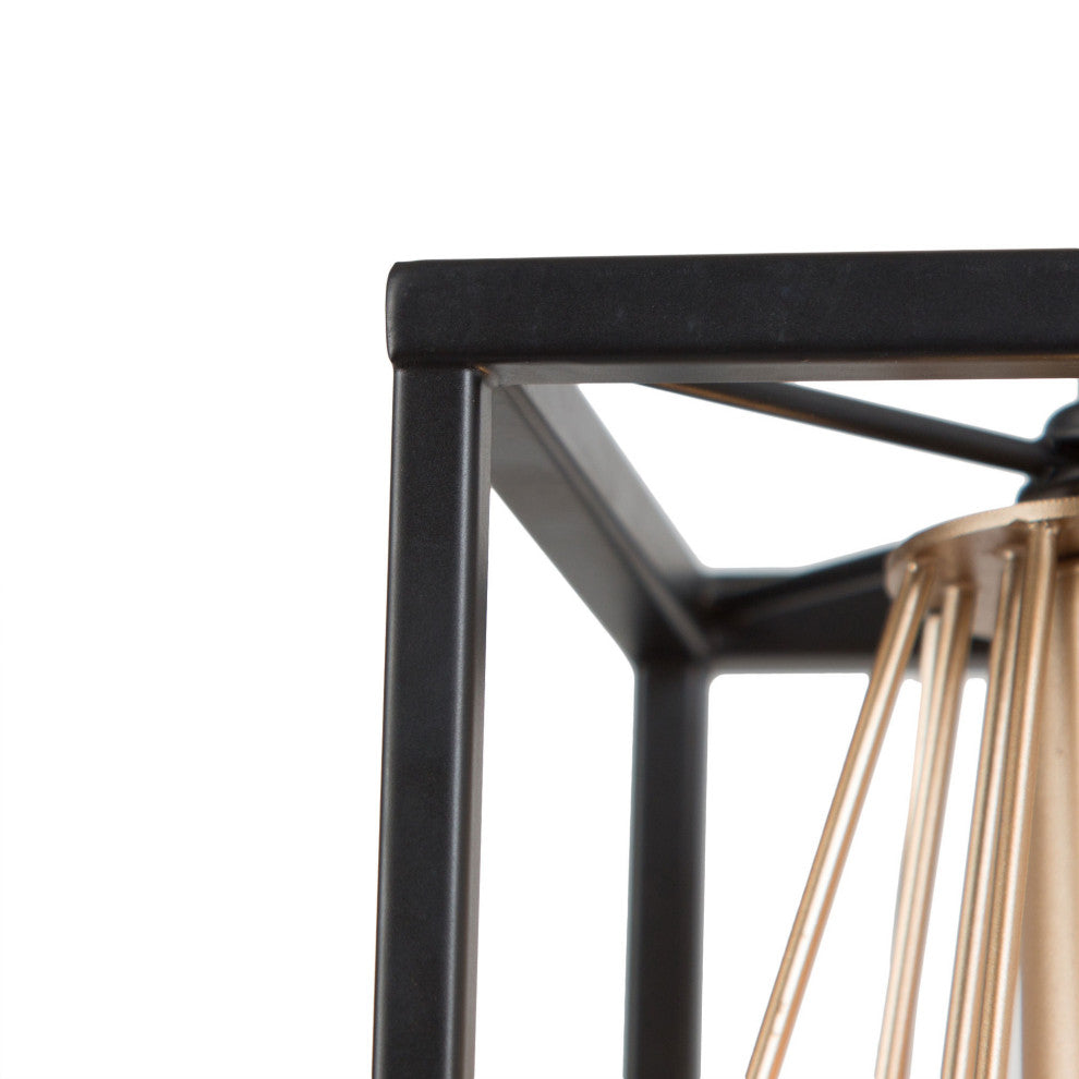 Modern Black & Brass Cage Pendant Light Hanging Light for Kitchen Island