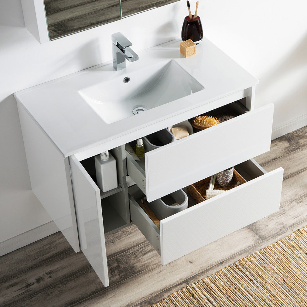 Blossom Valencia 36" Vanity Set, Glossy White, Medicine Cabinet
