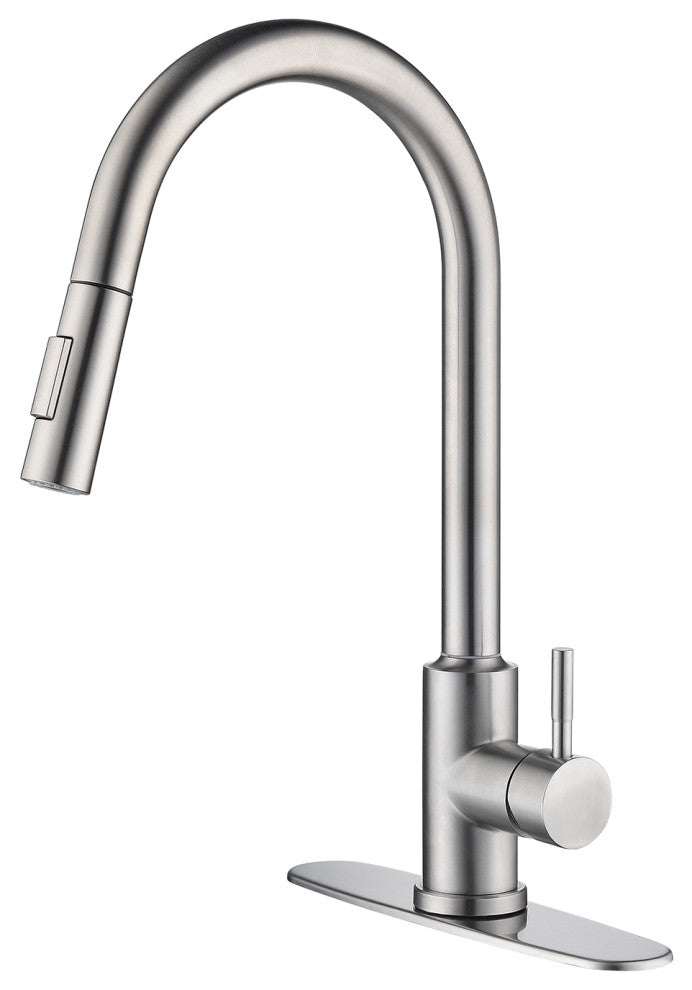Wellfor Touch Kitchen Sink Faucet With Pull Down Sprayer, Single-Handle, Brushed Nickel