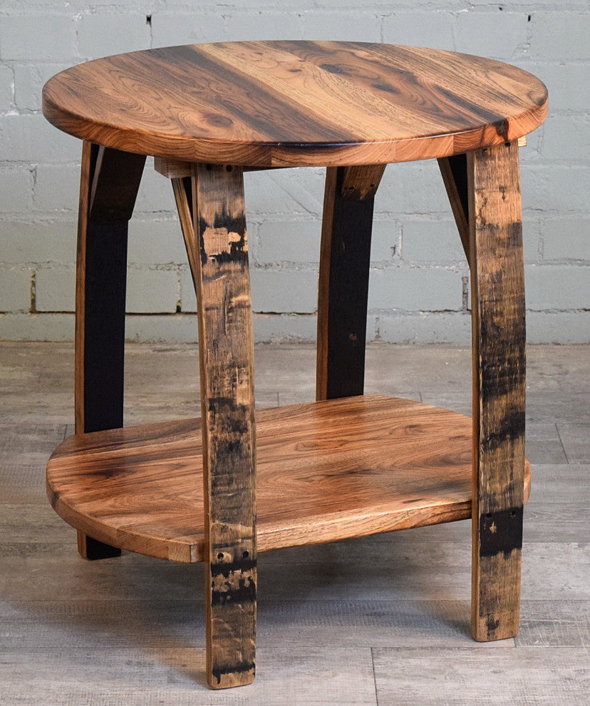 Shooter's Barrel Stave End Table, Burnt Hickory